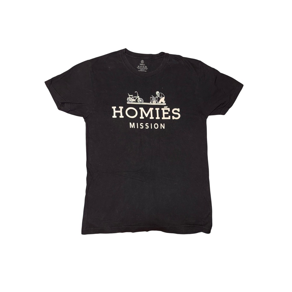 Homies Mission Graphic T-Shirt Mens Small Black Short Sleeve‎ Cotton Crew Neck